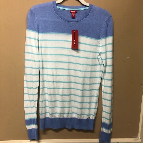 Izod Striped Long Sleeve Lightweight Sweater Size Small NWT - Picture 1 of 5